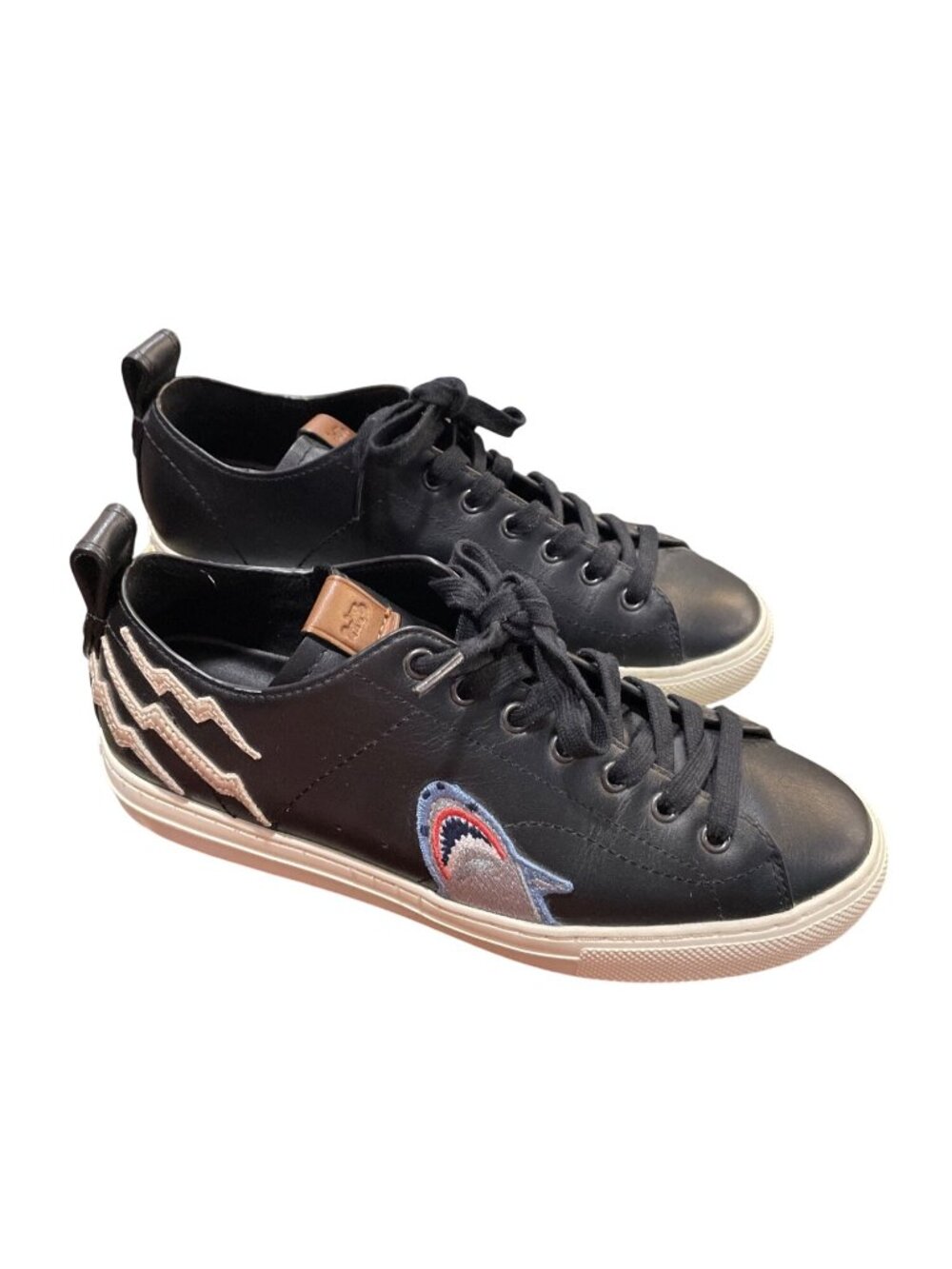 Coach wms black leather low top shark embroided Lightning sneaekrs sz 8D SKU 10- - Picture 3 of 16